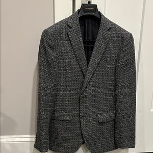 John Varvatos Textured Black and Gray Blazer